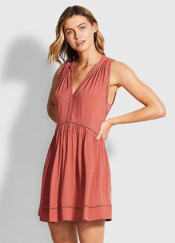 Clearance Items Ladder Detail Dress - Rust