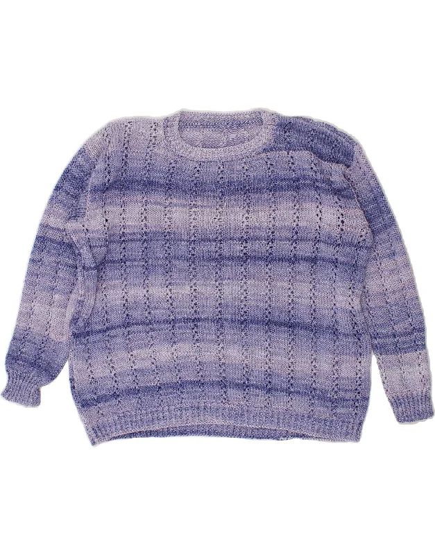 Price Fest VINTAGE Womens Crew Neck Jumper Sweater UK 16 Large Blue Striped