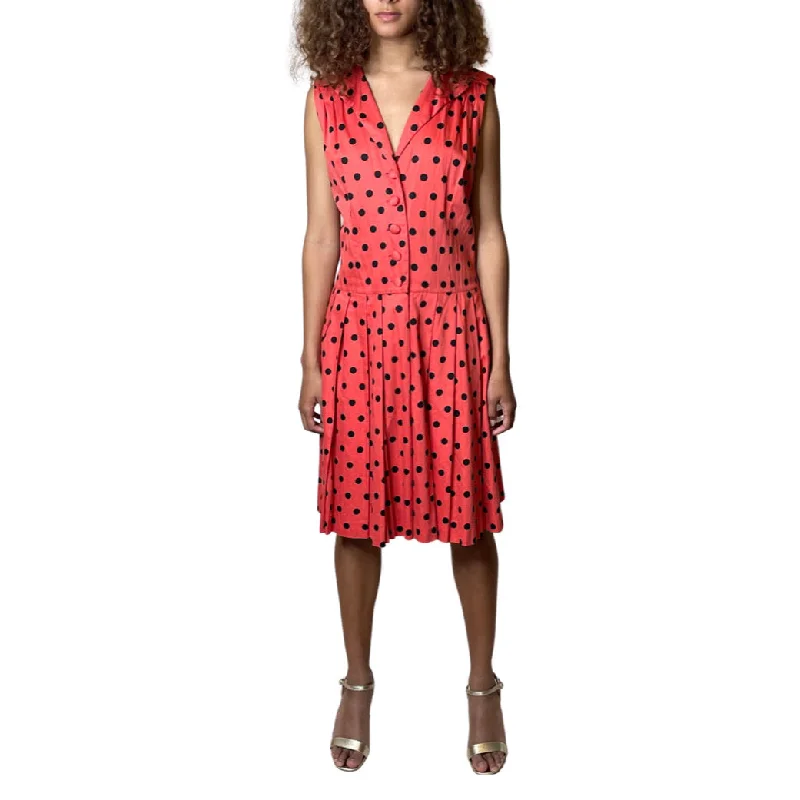 Early Bird Discount Preloved Katharine Hamnett Red & Black Polka Dot Dress UK 14 - 16