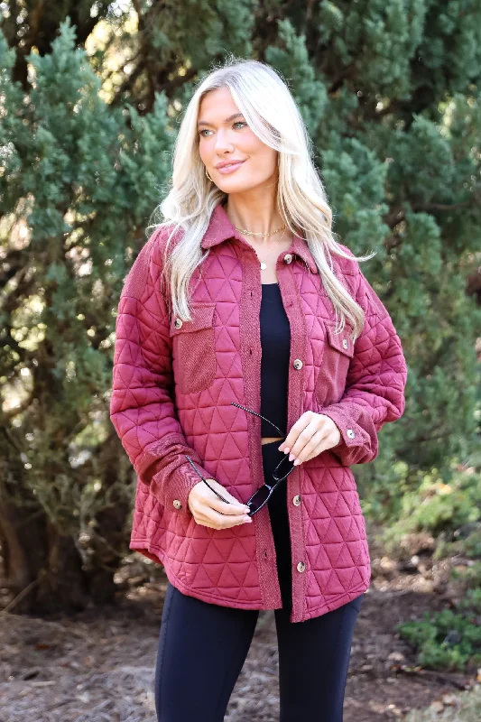 TIME-Limited Offer Seasonal Cuteness Brick Quilted Shacket - DOORBUSTER