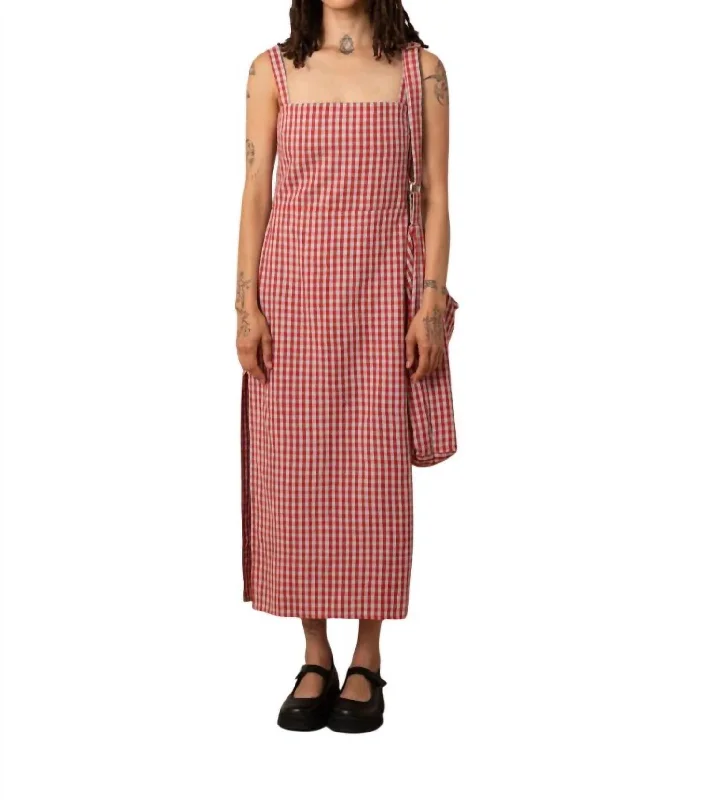 Friends and Family Sale Column Dress In Poppy/ice Gingham