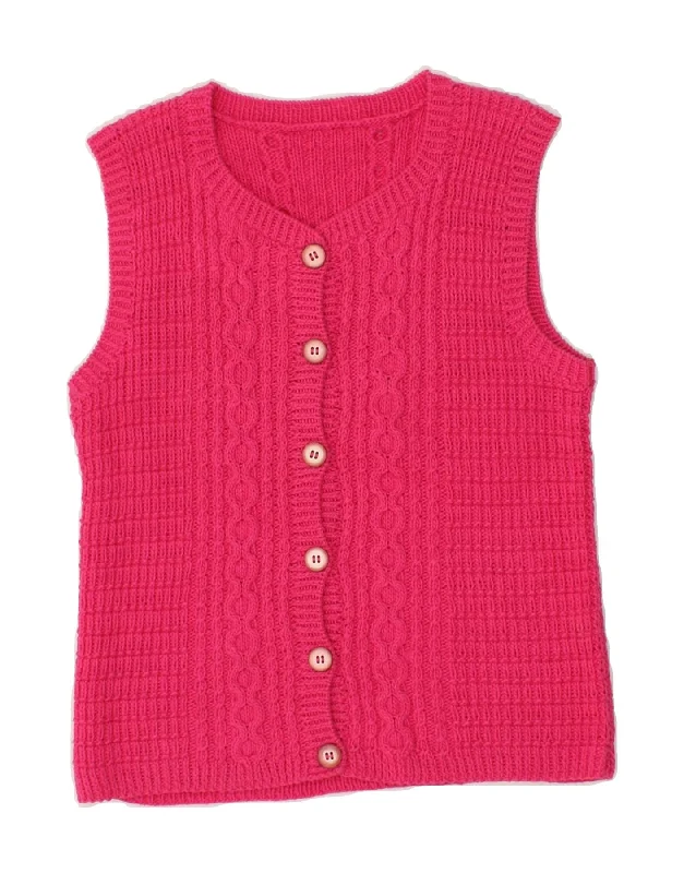 Limited Edition VINTAGE Womens Sleeveless Cardigan Sweater UK 10 Small Pink