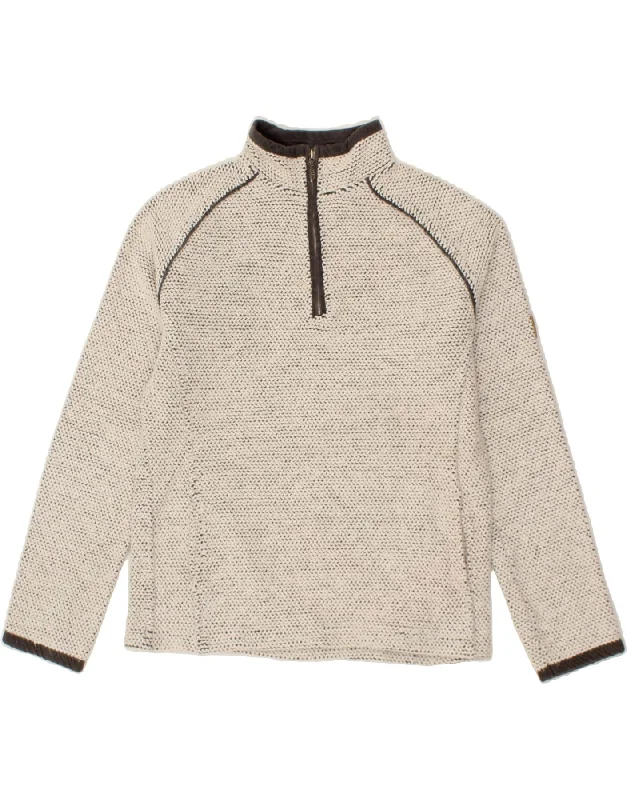 Big Discounts WEIRD FISH Womens Zip Neck Sweatshirt Jumper UK 10 Small Beige Cotton