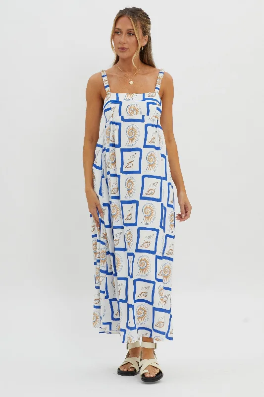 Take Advantage LOST IN LUNAR Katie Maxi Dress Shell Print