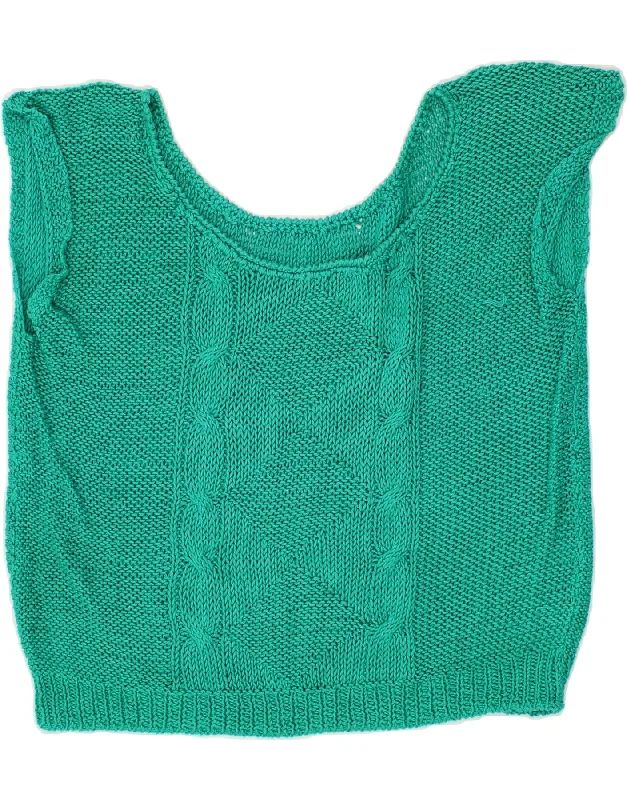 Huge Savings VINTAGE Womens Crop Vest Tank Top UK 14 Large Green