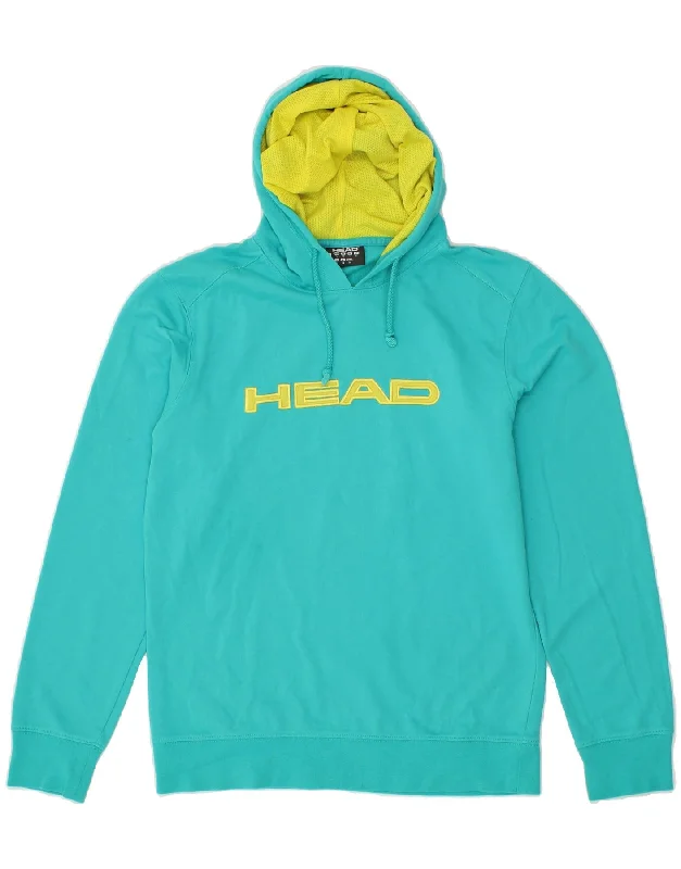 Price Reduction HEAD Womens Graphic Hoodie Jumper UK 14 Large Turquoise Cotton