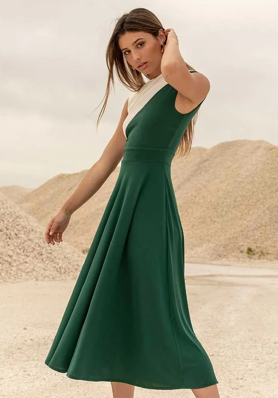 Reduced Prices Cayro Colour Block Midi Dress, Green & White