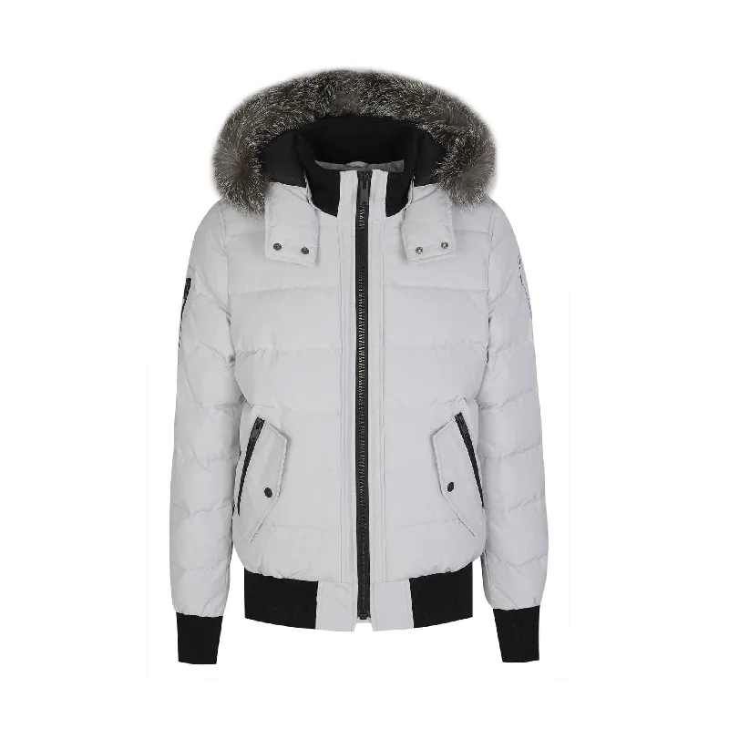 Quick Sale Moose Knuckles Womens Ladriere Bomber in Grey Birch/ Frost Fur
