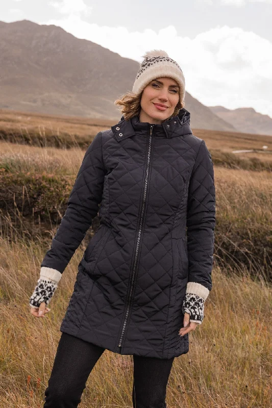 Reduced Prices Longline Quilted Coat in Black