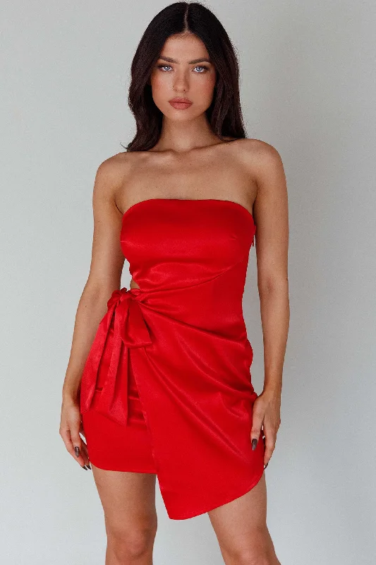 Today’s Deal Eyes For You Waist Tie Mini Dress Red