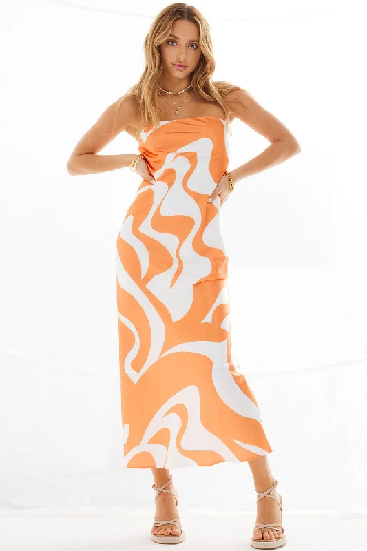Shop and Save SNDYS Angel Midi Dress Swirl Orange