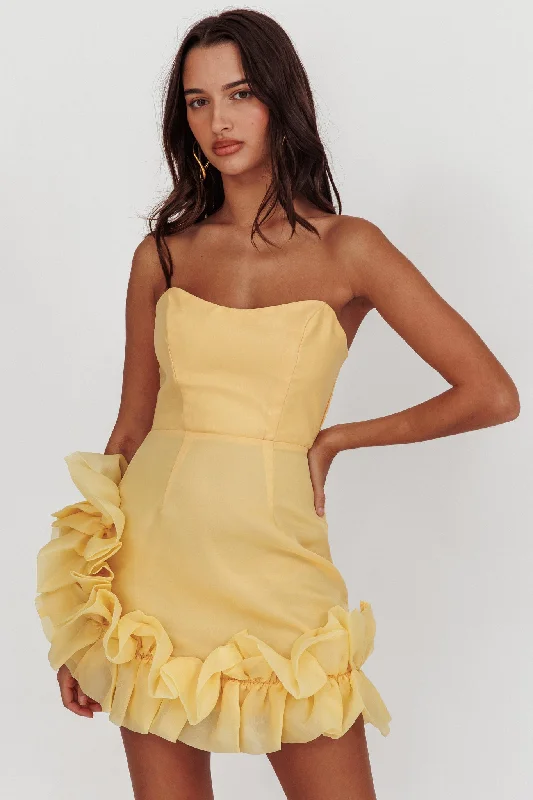 Price Blitz L'amour Toujours Frill Accent Mini Dress Lemon