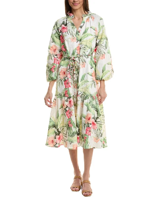 Midnight Madness Tommy Bahama Daybreak Hibiscus Linen Midi Dress