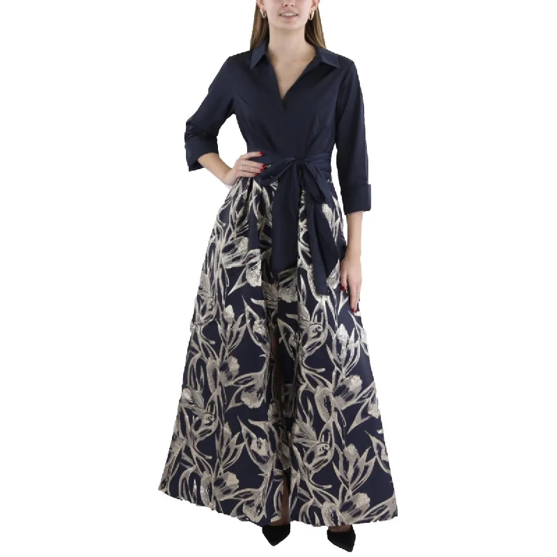 Steals and Deals Womens Jacquard Tie Front Shirtdress