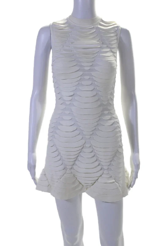Special Offer Alaia Womens Sleeveless Three Dimensional Python Mini Dress White
