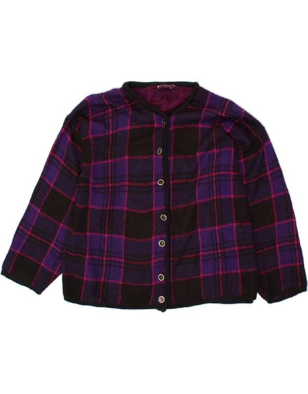 Discount Mania VINTAGE Womens Cardigan Sweater UK 20 2XL Purple Check