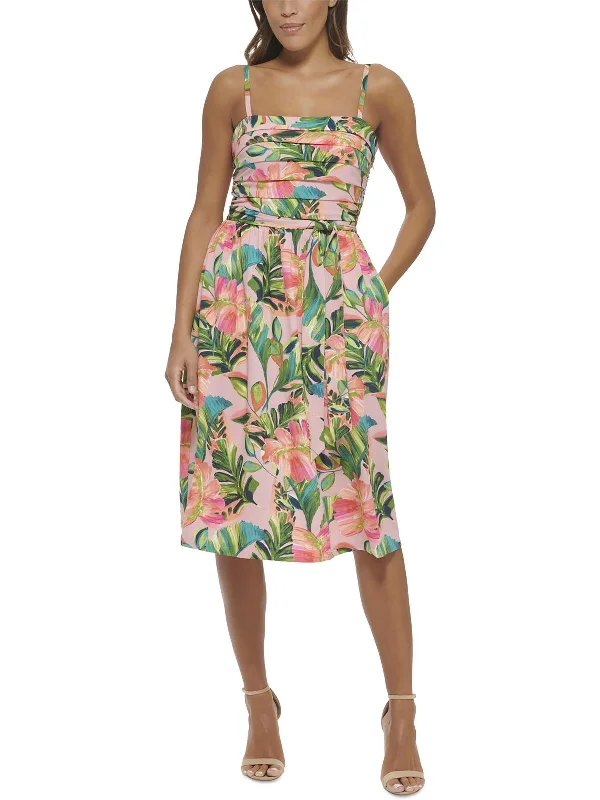 Discount Deals Womens Floral Pleated Midi Dress