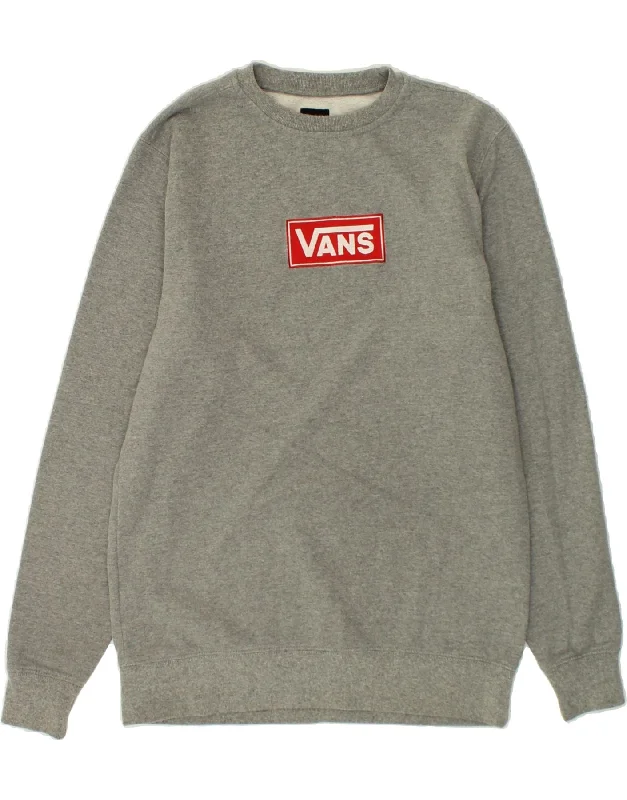 Super Bargain VANS Womens Loose Fit Graphic Sweatshirt Jumper UK 10 Small Grey Flecked