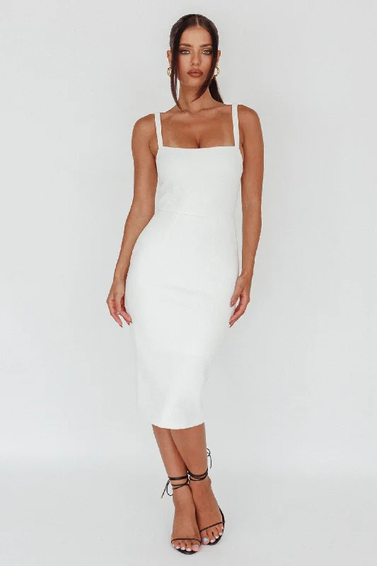 The Best Prices Georgia Square Neckline Midi Dress White