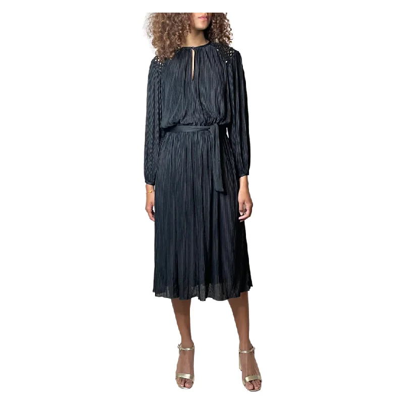 Loyalty Reward 1970'S Vintage Original Black Pleated Long Sleeved Dress Uk 10 - 12