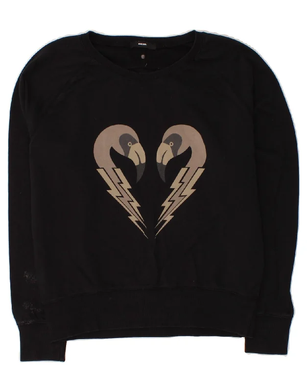 Limited Time DIESEL Womens Oversized Graphic Sweatshirt Jumper UK 10 Small Black Cotton Limited Time DIESEL Womens Oversized Graphic Sweatshirt Jumper UK 10 Small Black Cotton