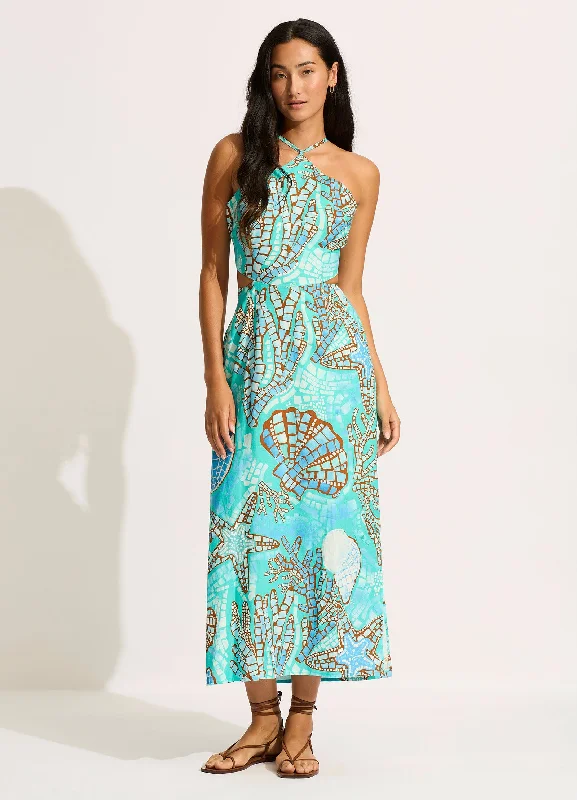 Bonus Savings La Mer Cut Out Maxi Dress - Aquatic Blue