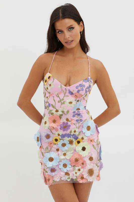 Limited Time Butterfly Feelings Embellished Mini Dress Blue