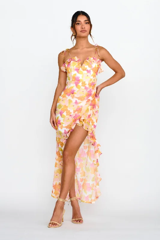 Great Bargains Portofino Cut-Out Split Midi Dress Floral Red