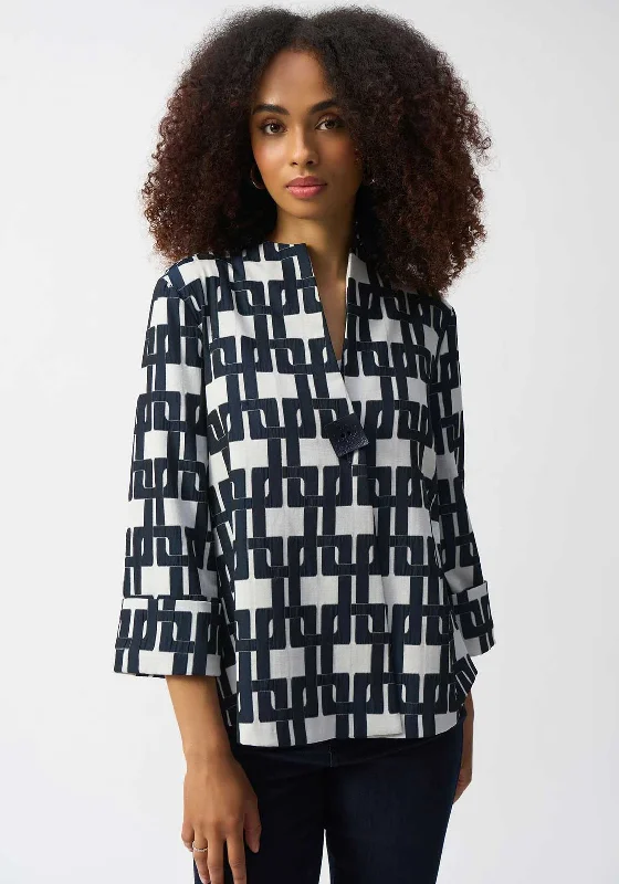 The Best Prices Joseph Ribkoff Geometric Jacquard Jacket, Navy