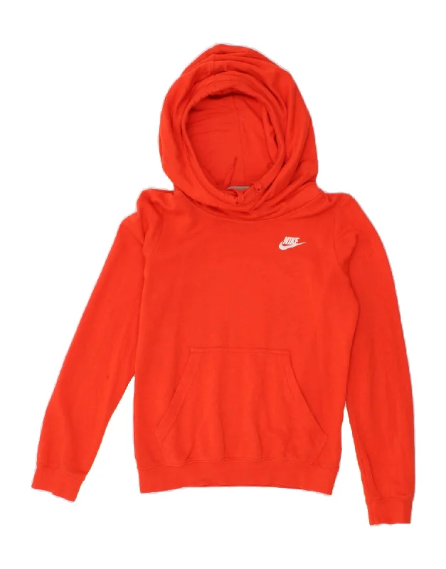 Holiday Sale NIKE Womens Oversized Hoodie Jumper UK 6 XS Red Cotton