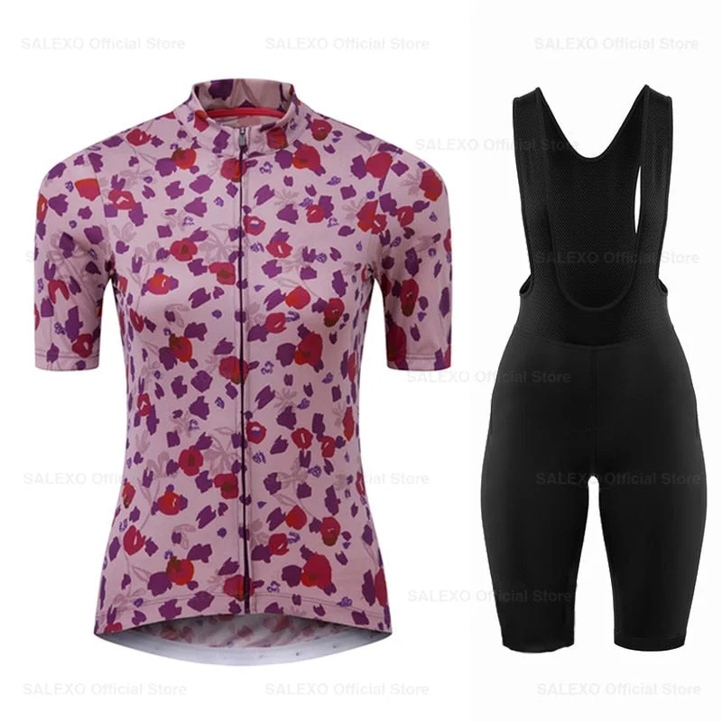 Lowest Price Salexo Women Rose Flower Cycling Jersey Set