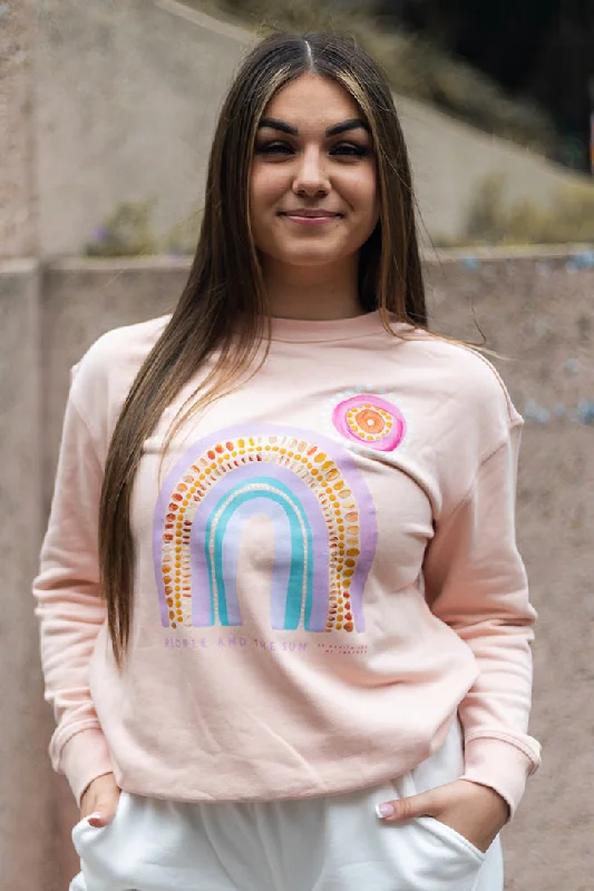 Online Only People And The Sun Pale Pink Cotton Blend Crew Neck Women's Sweatshirt