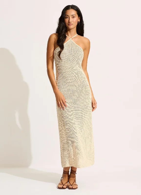 Price Rollback Isla Palm Knit Maxi Dress - Ecru