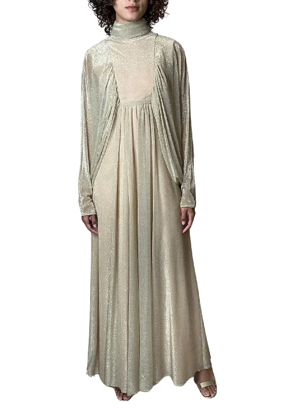 Daily Specials Peekaboo Hire - 1970's Original Vintage Gold Goddess Maxi Dress UK 8 - 12