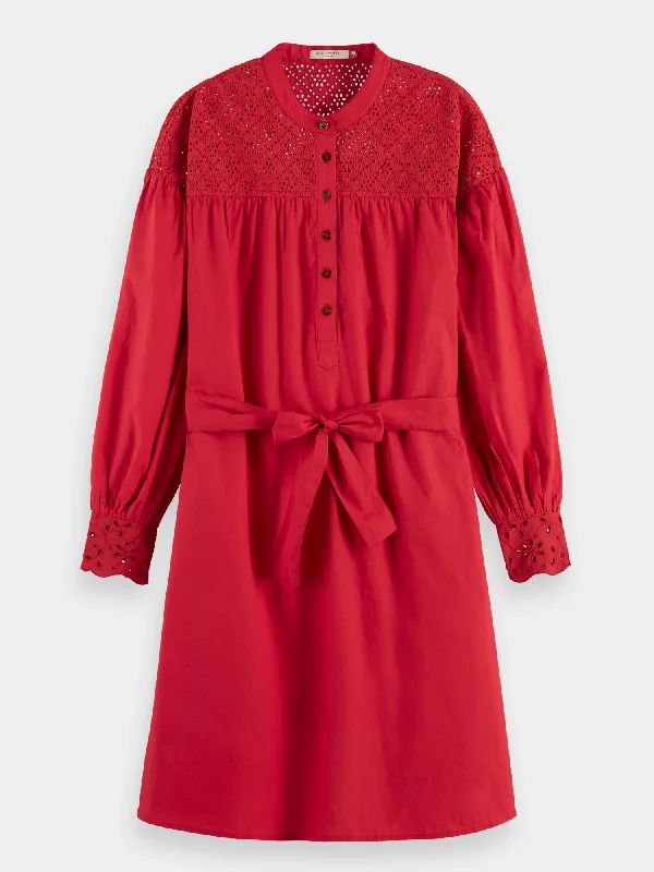 Closeout Sale Belted broderie dress
