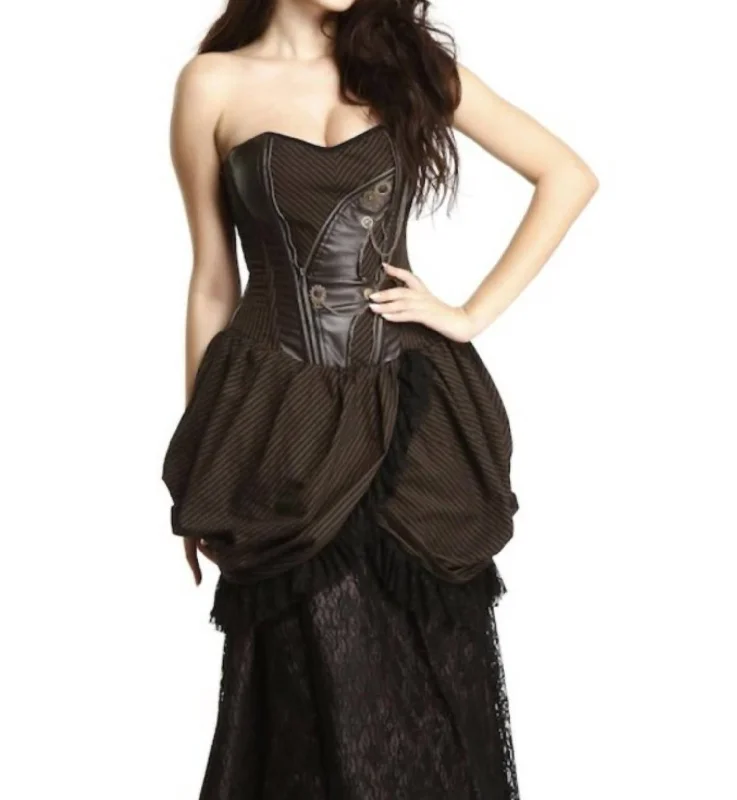 Markdowns Gothic Steampunk Dress In Brown Black