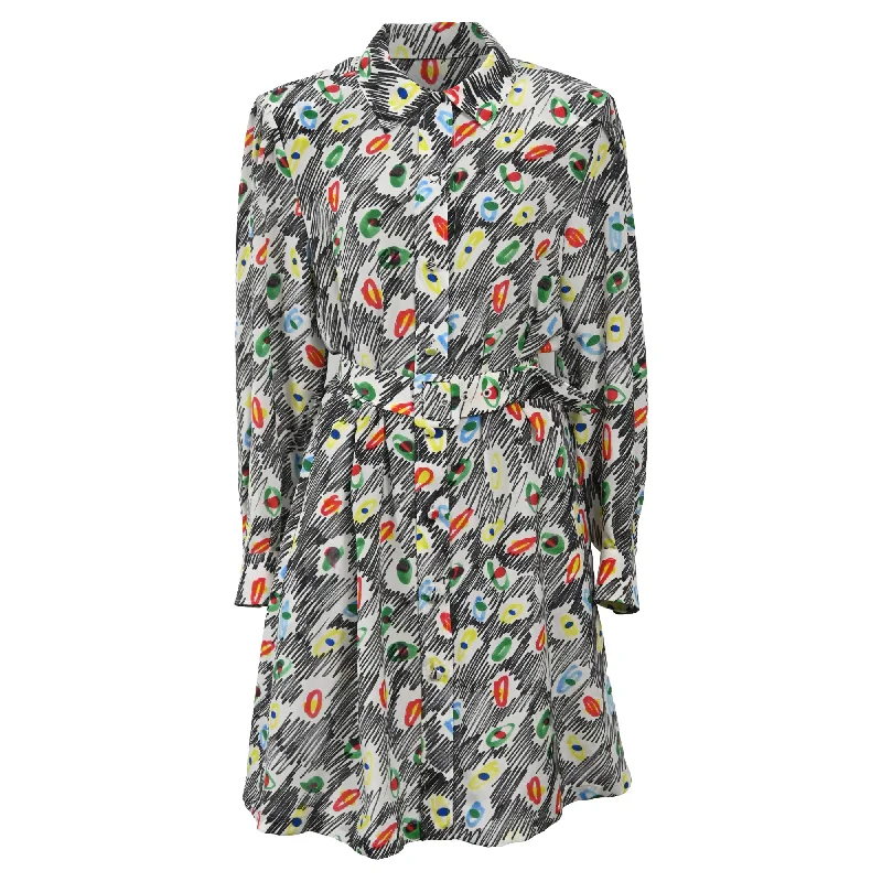 Limited Quantity Moschino Couture Graffiti Print Shirt Dress in Multicolor Silk