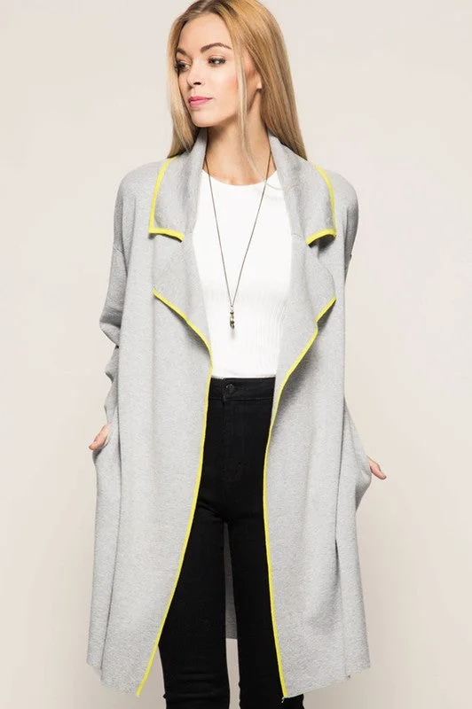 Huge Discounts Cardigan Jacket W/ Contrast Edge Piping