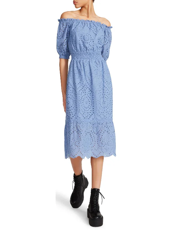 Epic Deals Womens Cotton Off The Shoulder Midi Dress