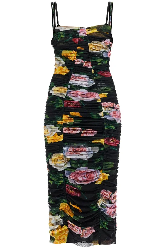 Amazing Deals Dolce & Gabbana Women's  Floral Midi Synthetic Dress