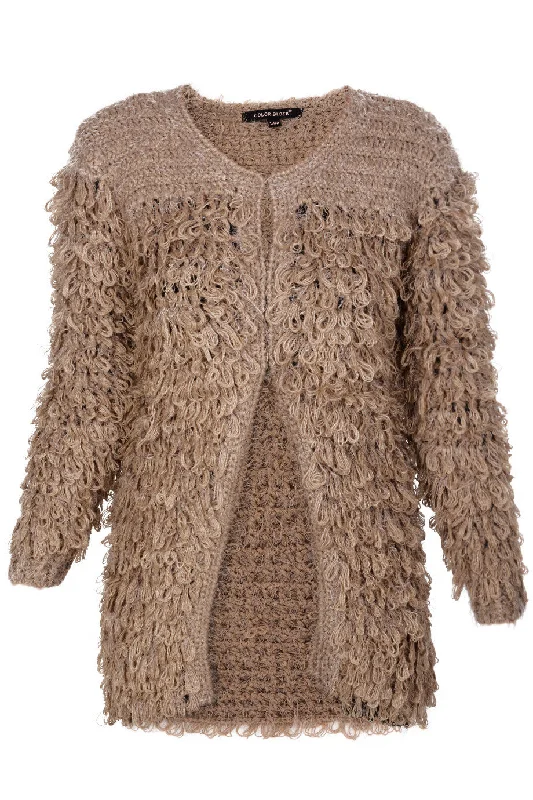 Today’s Special C BLOCK ELLA Beige Boucle Wool Cardigan