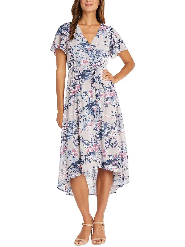 Exclusive Online Offer Petites Womens Floral Print Faux Wrap Midi Dress