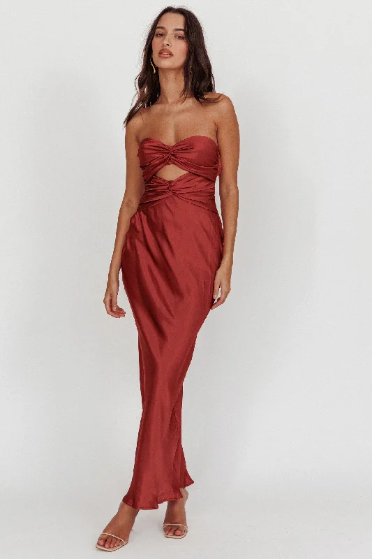 Act Fast Good Impression Double Twist Maxi Dress Terracotta