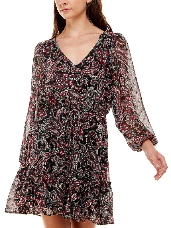 The Best Prices Juniors Womens Paisley Above Knee Fit & Flare Dress
