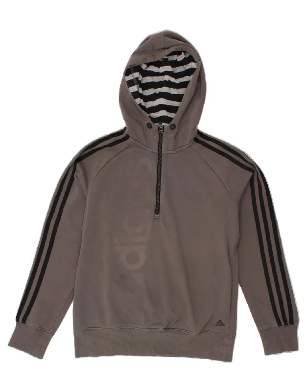 Special Offer ADIDAS Womens Graphic Zip Neck Hoodie Jumper UK 8/10 Small Grey Cotton