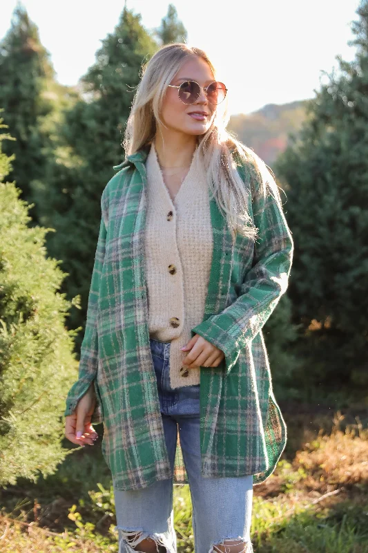 Price Blitz Cuddle Club Green Plaid Shacket