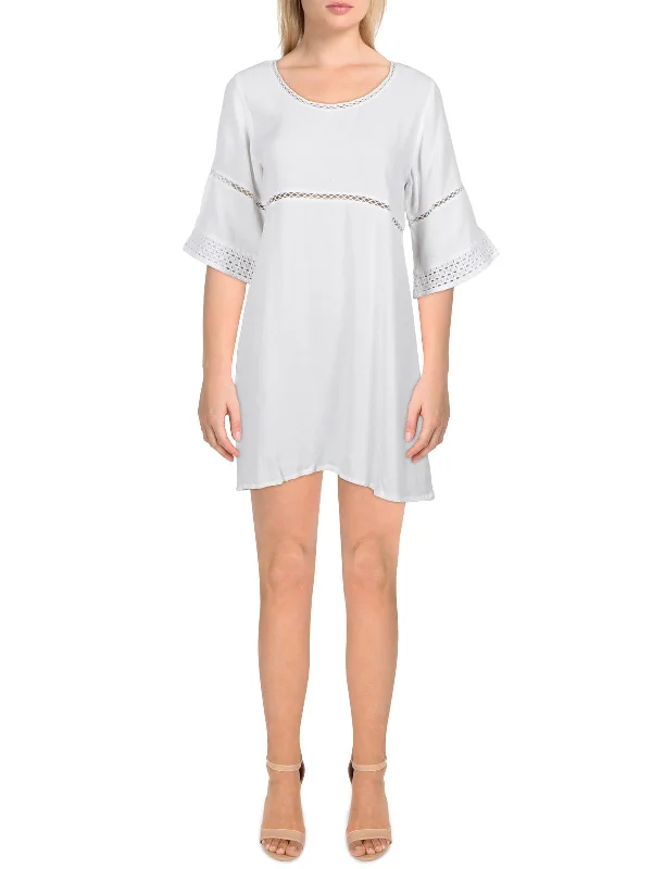 Members Only Francoise Womens Eyelet Short Sleeves Fit & Flare Dress