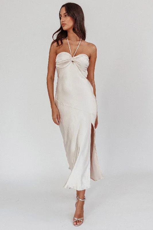 Extra Savings Kindred Spirit Strapless Gathered Bust Midi Dress Champagne