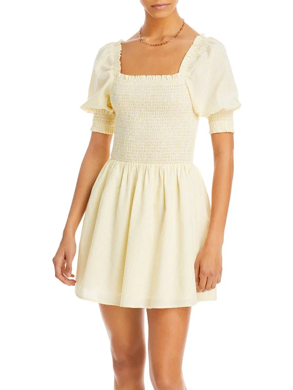 Special Discount Womens Smocked Mini Fit & Flare Dress