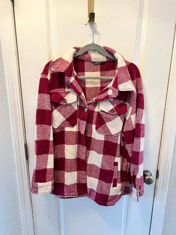 Buy Now Plaid Shacket Women’s Size Large Burgundy
